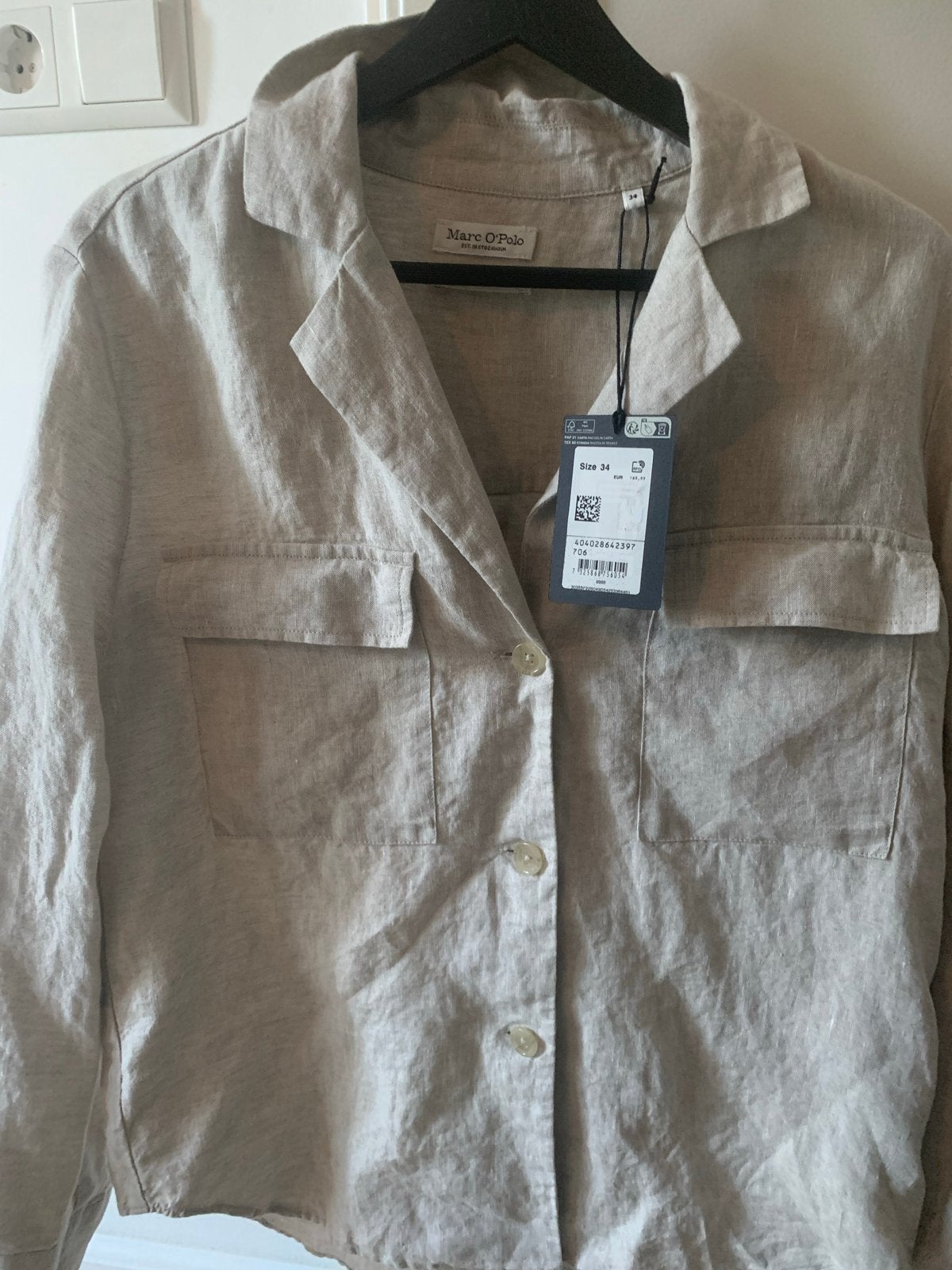 Marc O'Polo 100% Linnen Polo - Nieuw met prijskaartje, Kleding | Dames, Beige, Nieuw, Ophalen of Verzenden, Korte mouw