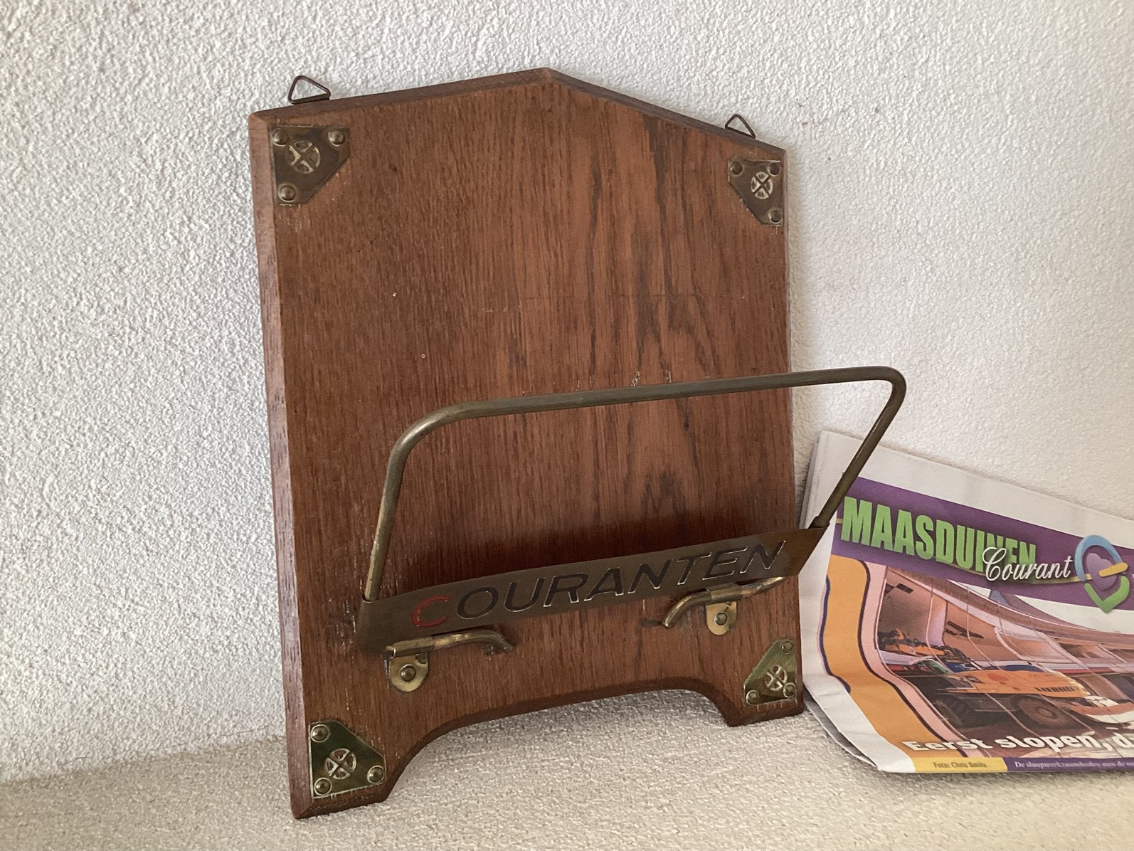 Art Deco Rek voor Courant of Boek. Hout met Messing Beslag., Ophalen of Verzenden, Zo goed als nieuw