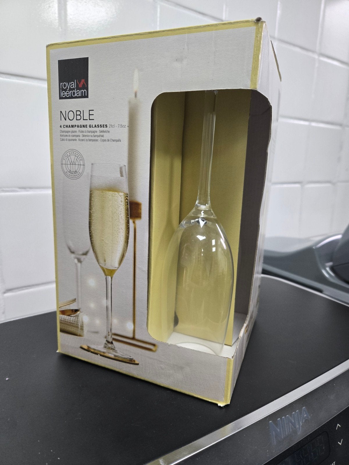 Royal Leerdam Noble Champagneglazen - 4 stuks in doos, Huis en Inrichting, Verzenden, Nieuw, Glas, Overige merken