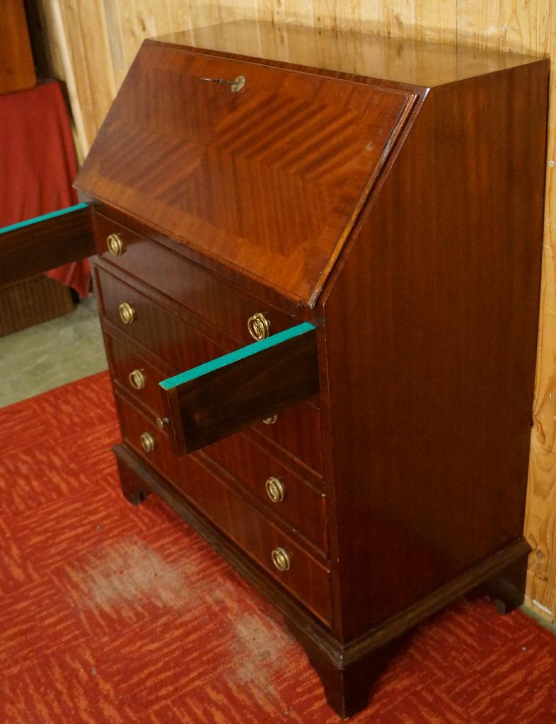 Engels mahonie Klepbureau Secretaire Bureau laden kast desk, Ophalen