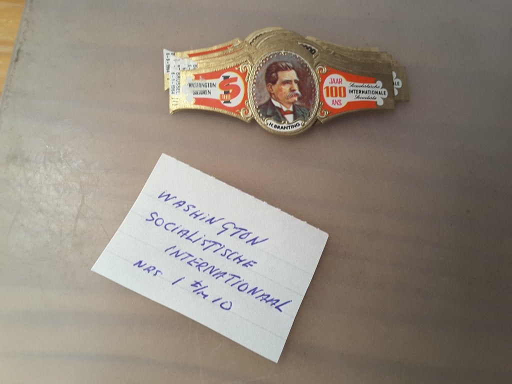 Sigarenbandjes washington socialistische internationaal, Ophalen of Verzenden, Zo goed als nieuw, Sigarenbandjes