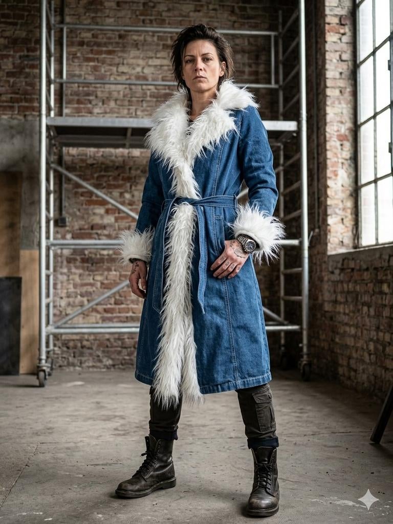 UltiemeDenimStatementCoat, Afghaanse stijl, Kleding | Dames, Jassen | Zomer, Zo goed als nieuw, Maat 42/44 (L), Blauw, Ophalen of Verzenden