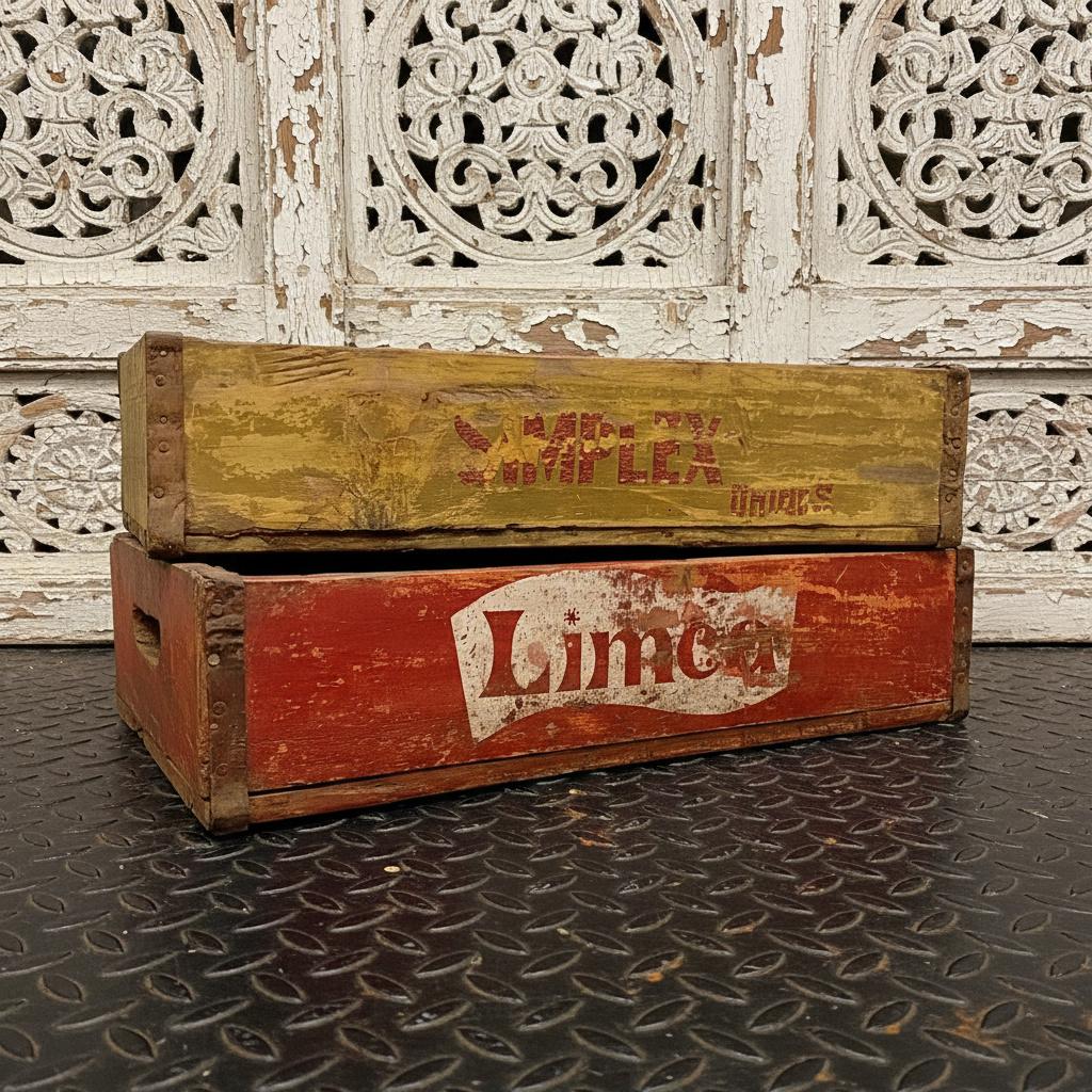 Indiase Frisdrank Kratjes Limca Simplex Soda Vintage Reclame, Ophalen of Verzenden, Reclamebord