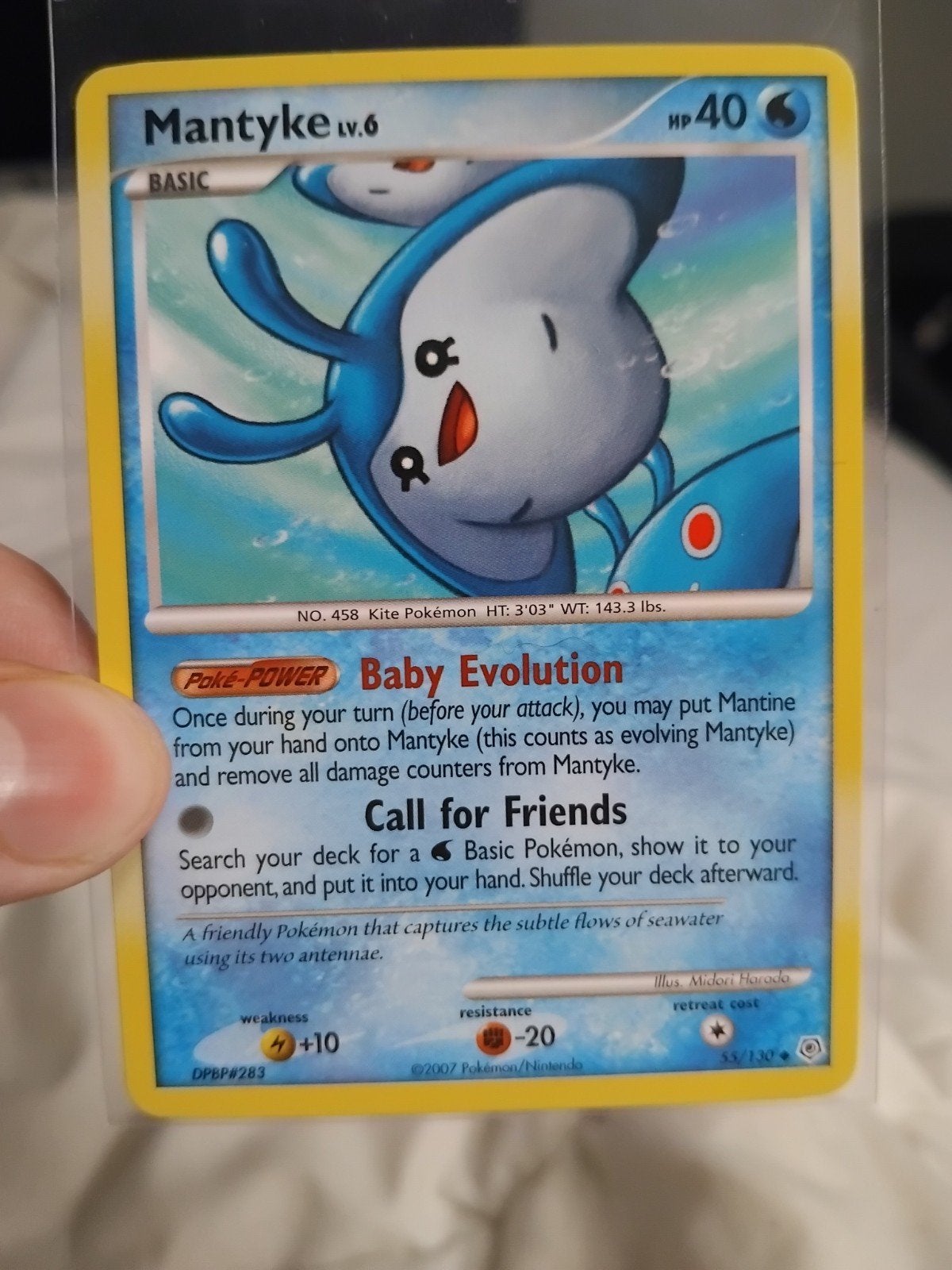 Mantyke lv.6 Pokémon Kaart 55/130, Ophalen of Verzenden, Zo goed als nieuw, Losse kaart