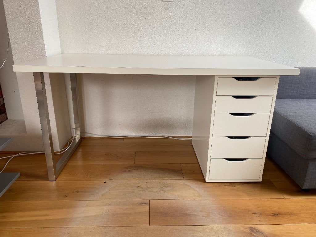 IKEA Bureau met ALEX Ladenkast en Gamingstoel, Ophalen, Gebruikt, 150 cm, IKEA