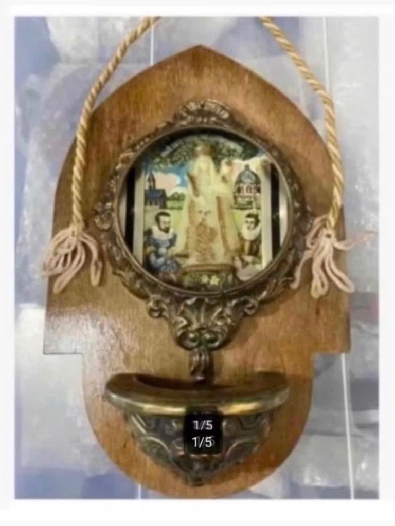 Antiek wijwater bakje “Onze Lieve Vrouw van Scherpenheuvel”, Antiek en Kunst, Ophalen of Verzenden