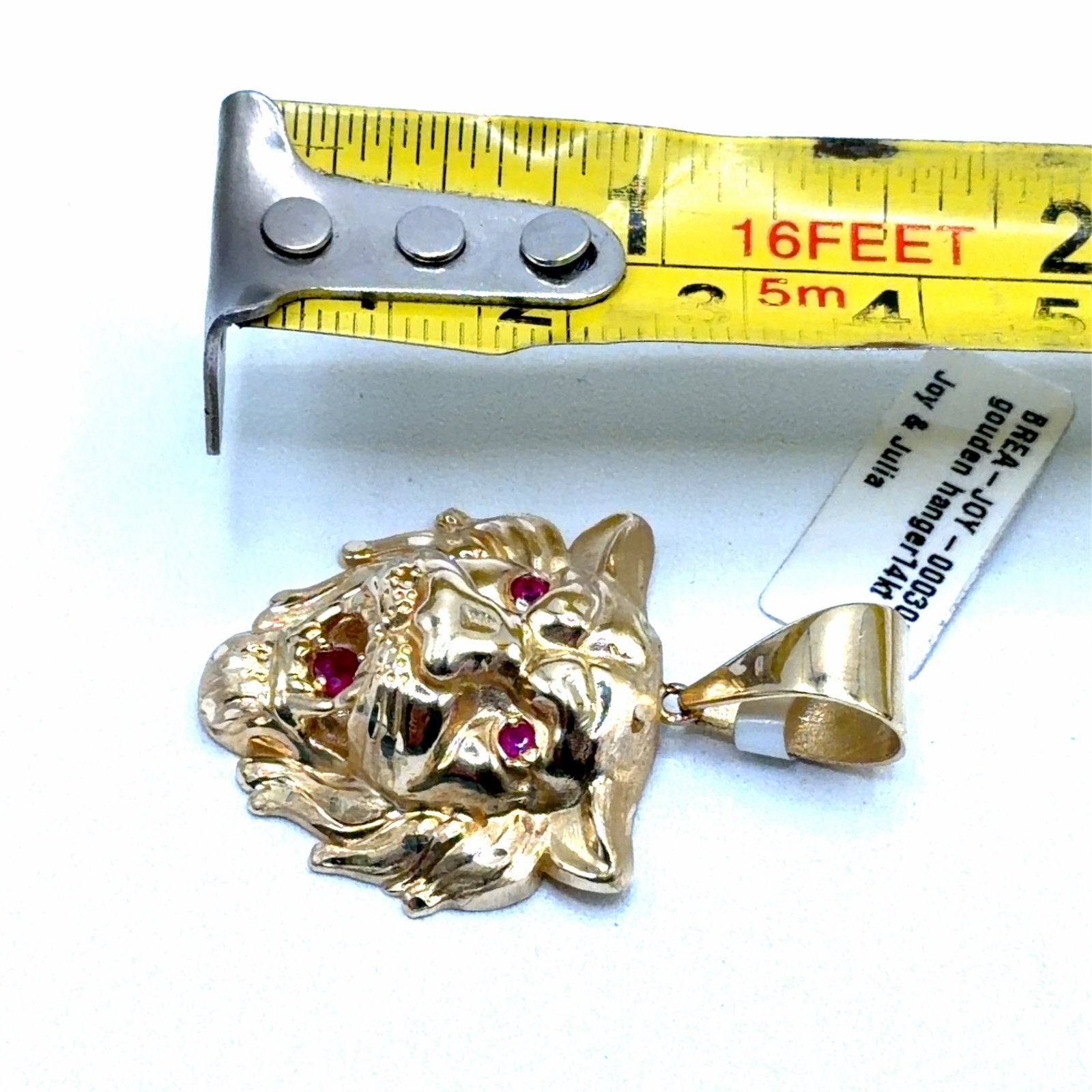 Gouden Leeuwenkop Hanger 14K met Robijnen Ogen, Www.bredajuwelier.nl, Nieuw, Ophalen of Verzenden, Met edelsteen