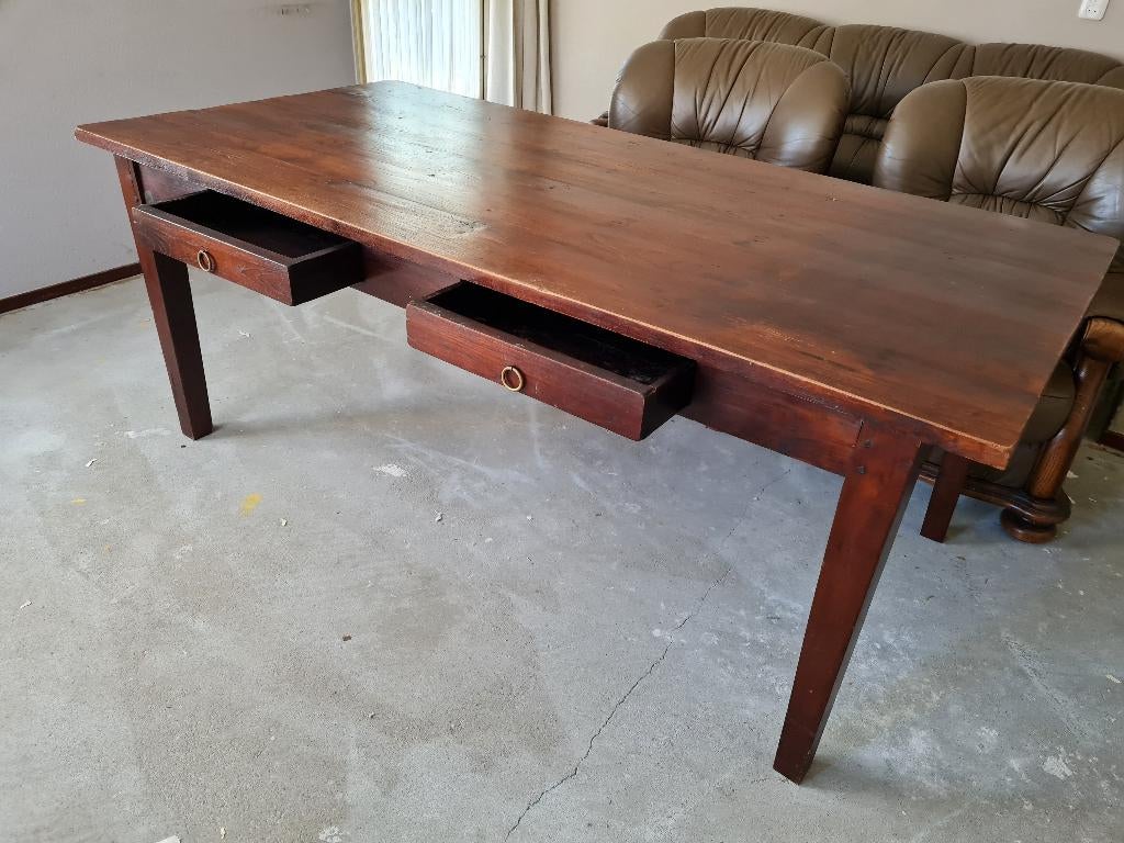 Teakhouten (eet) tafel, Huis en Inrichting, Tafels | Eettafels, Ophalen, Gebruikt, Teakhout, 200 cm of meer