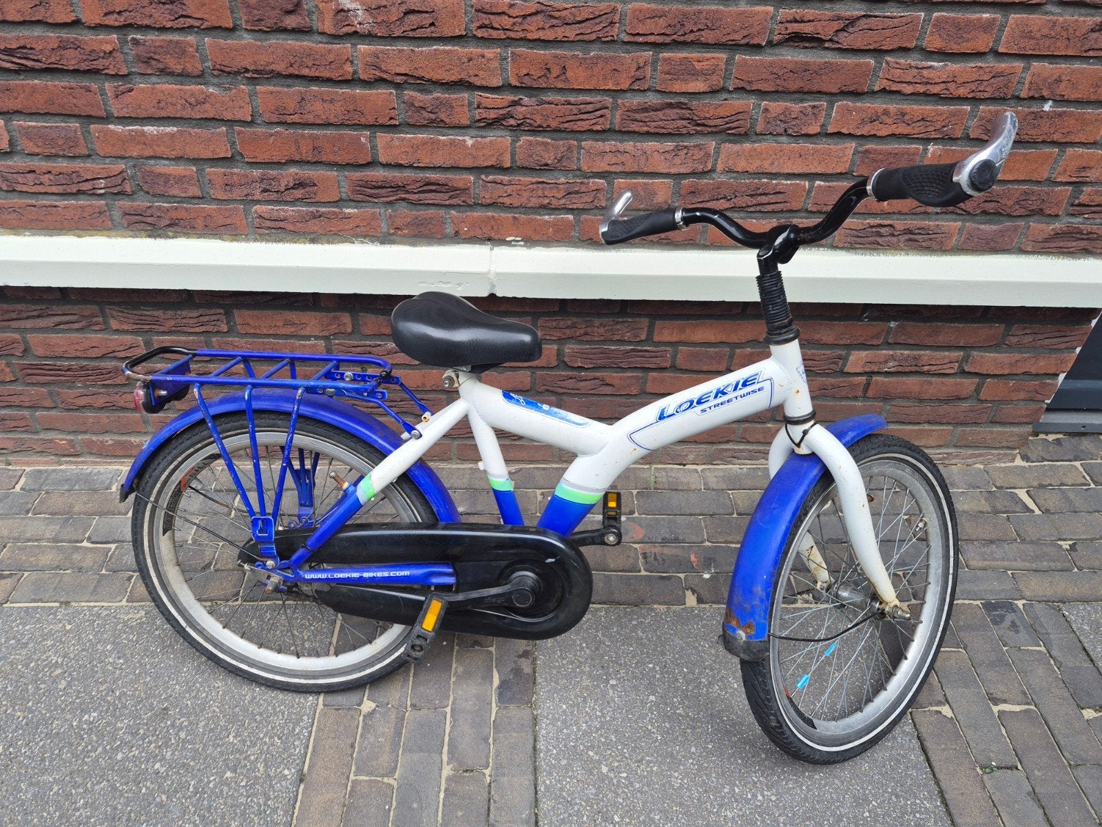 Loekie kinderfiets - 20 inch - Wit/Blauw, Fietsen en Brommers, Ophalen, Gebruikt, Loekie, Terugtraprem