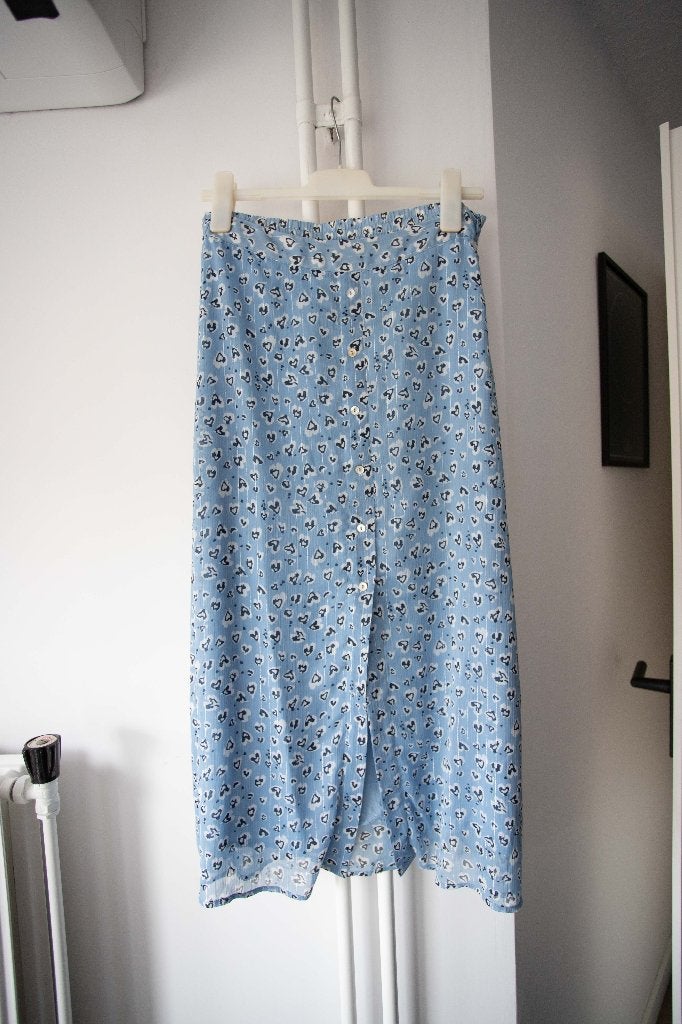 Blauwe maxi rok met hartjes Esqualo maat 38, Kleding | Dames, Maat 38/40 (M), Blauw, Esqualo, Ophalen of Verzenden