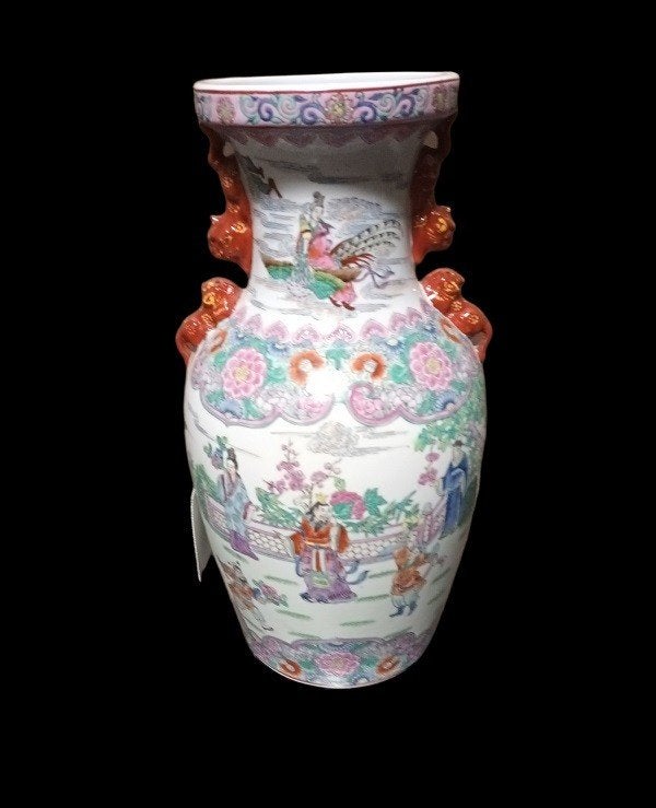Chinese balustervaas met meerkleurig decor, Ophalen of Verzenden