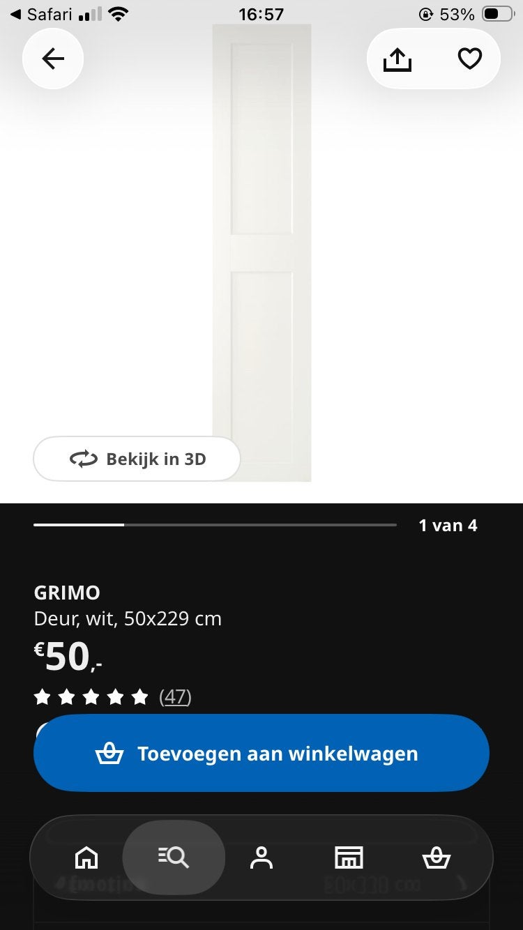 Ikea PAX kastdeur (grimo, wit), Ophalen, Zo goed als nieuw