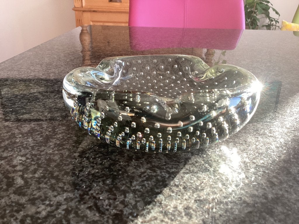 Glas, asbak, bullicante, handgemaakt, spijkerglas, vintage, Antiek en Kunst, Ophalen