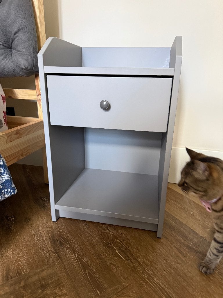Ikea HAUGA Bedside table, GRAY, Huis en Inrichting, Ophalen, Zo goed als nieuw, Minder dan 45 cm, 70 cm of meer