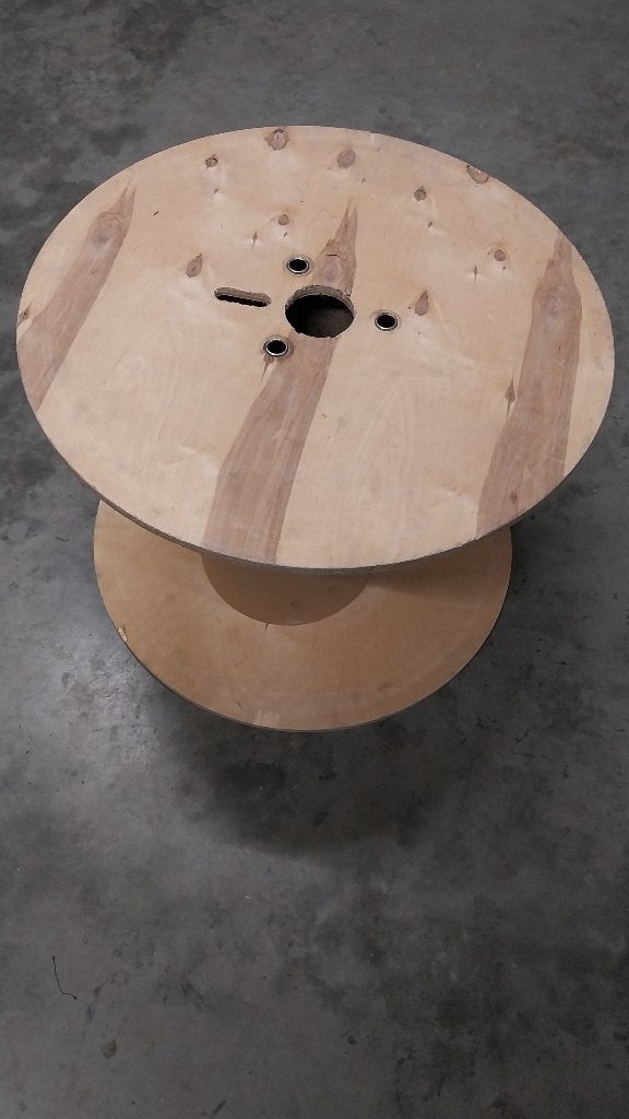 Haspel hout decoratie tafel, Ophalen, Rond, 55 tot 75 cm, Zo goed als nieuw