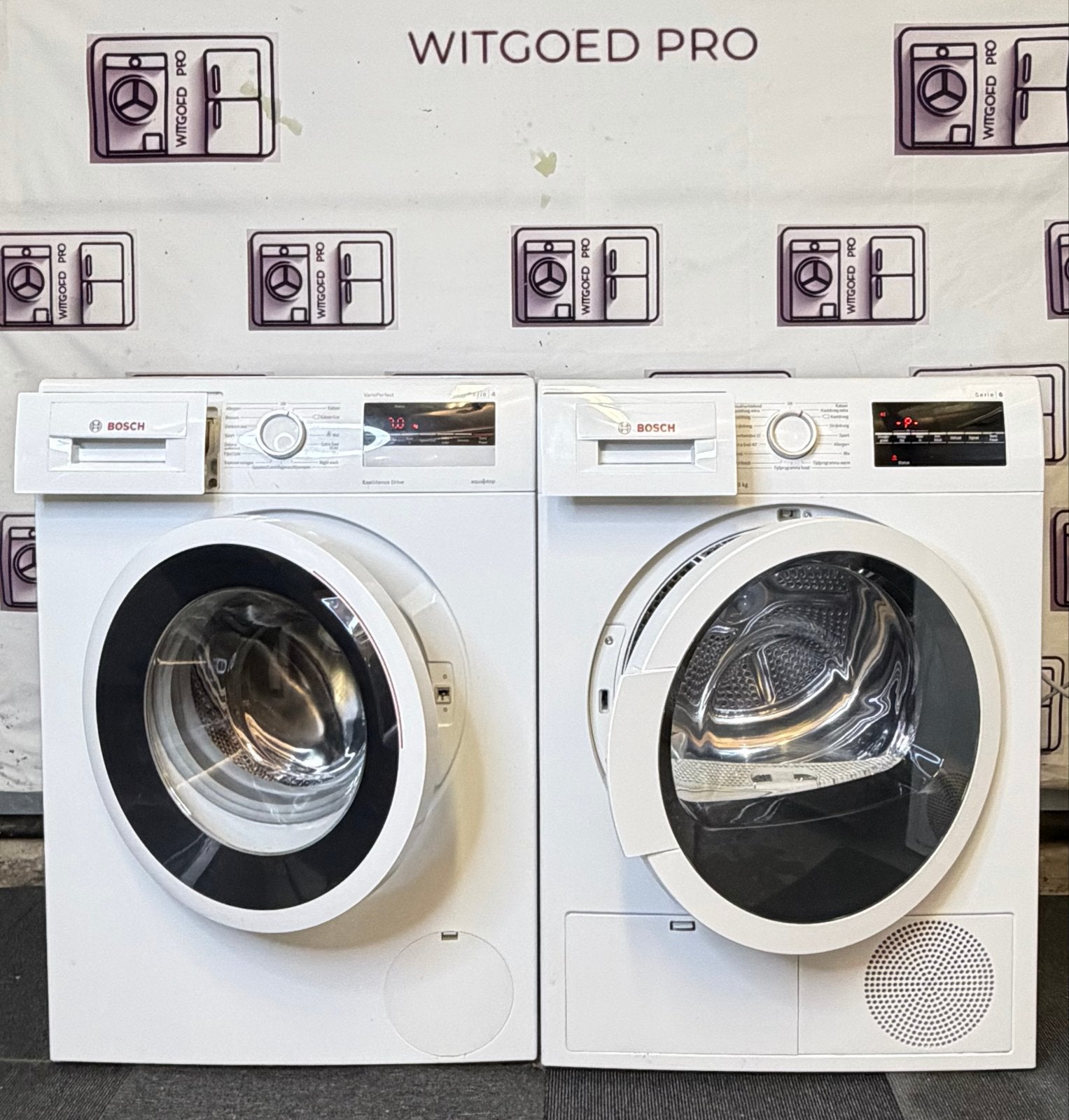 Bosch Serie 4 Wasmachine & Serie 6 Droger - Nette Staat, Witgoed en Apparatuur, Wasmachines, 1200 tot 1600 toeren, 8 tot 10 kg