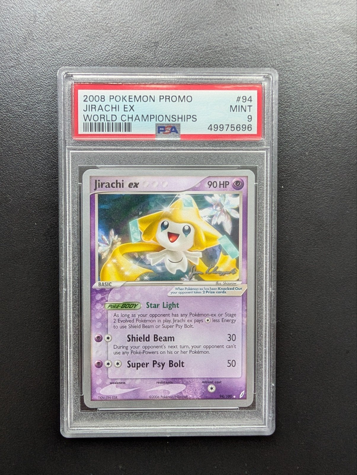 Jirachi EX World Championships 2008 PSA 9 - Low Pop, Ophalen of Verzenden, Zo goed als nieuw, Losse kaart
