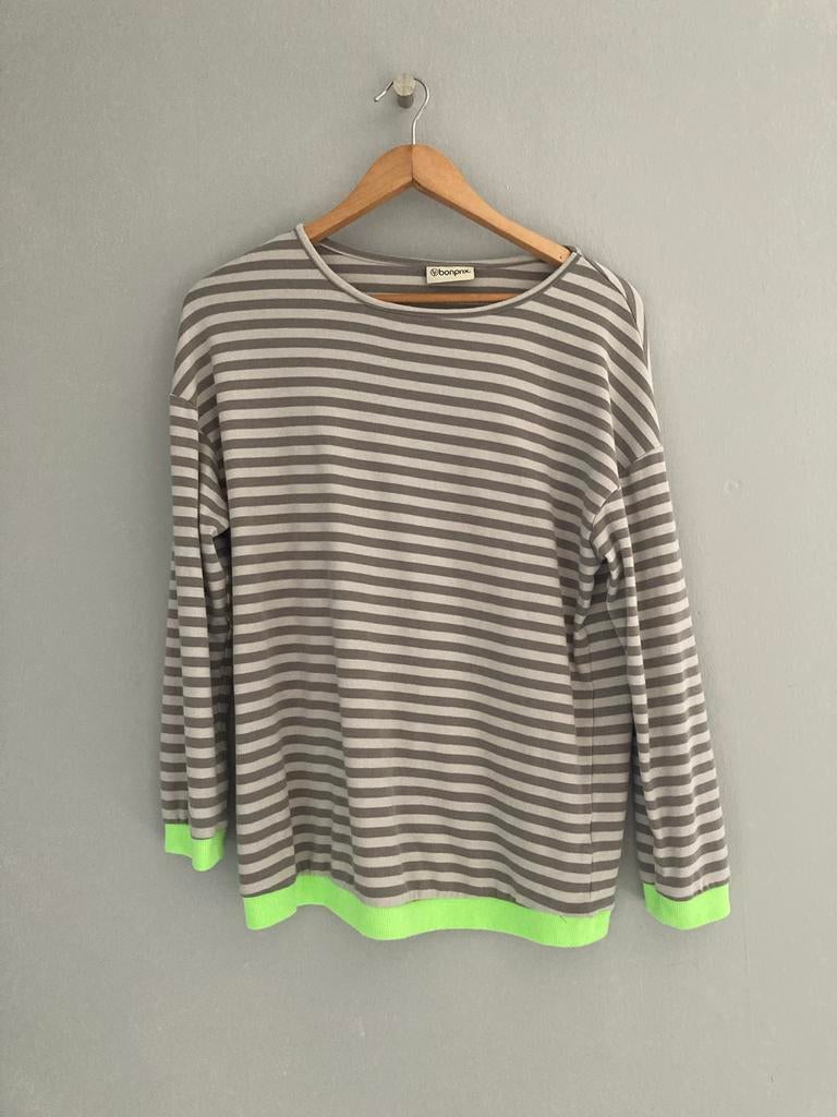 Gestreepte trui met neon details - Bonprix, Maat 38/40 (M), Ophalen of Verzenden, Zo goed als nieuw, Lange mouw