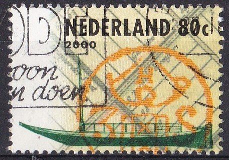 150 jaar postzegels - trekschuit – gebruikt – NVPH 1926a, Ophalen of Verzenden, Na 1940, Gestempeld
