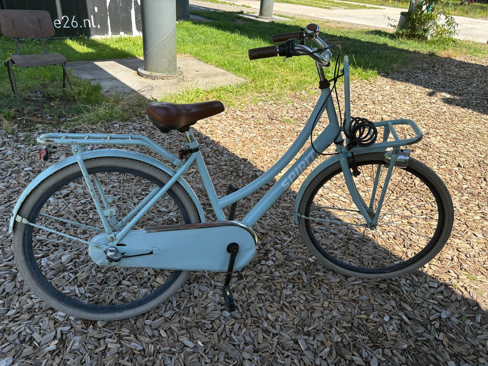 Spirit transportfiets dames - lichtblauw - met voordrager, Gebruikt, Velgrem, 50 tot 53 cm, Ophalen