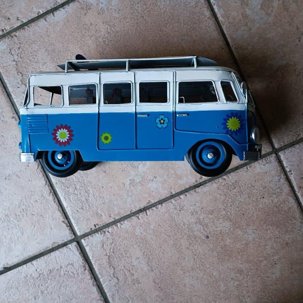 metalen metaal blauwe vw volkswagen look bus flower power, Ophalen of Verzenden, Nieuw, Blauw, Metaal