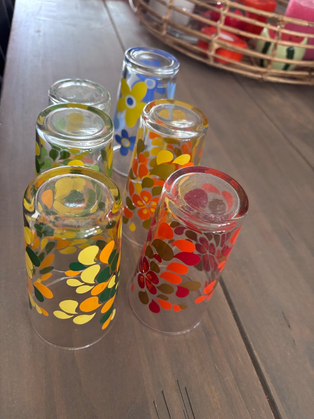 Set van 6 vintage bloemen drinkglazen, Ophalen