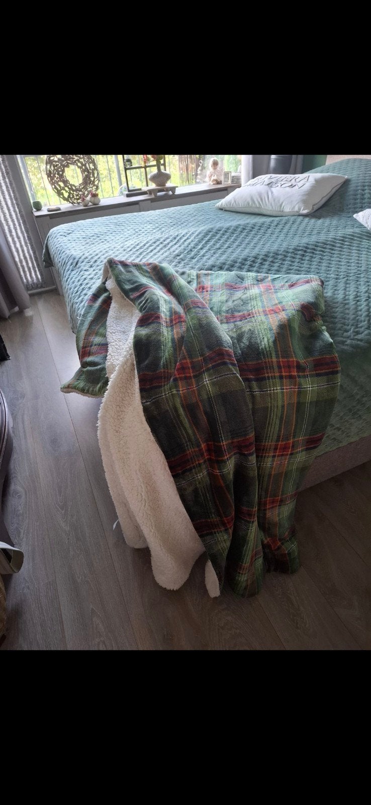 Grote Groene Geruite Plaid met Teddy Voering, Ophalen of Verzenden, Gebruikt