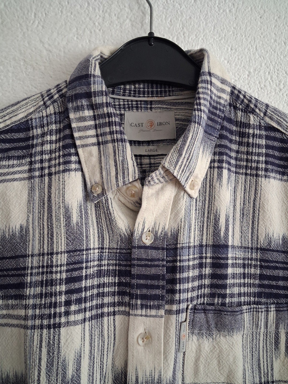 Cast Iron Geruit Overhemd - Maat L, Blauw, Ophalen of Verzenden, Zo goed als nieuw, Halswijdte 41/42 (L)