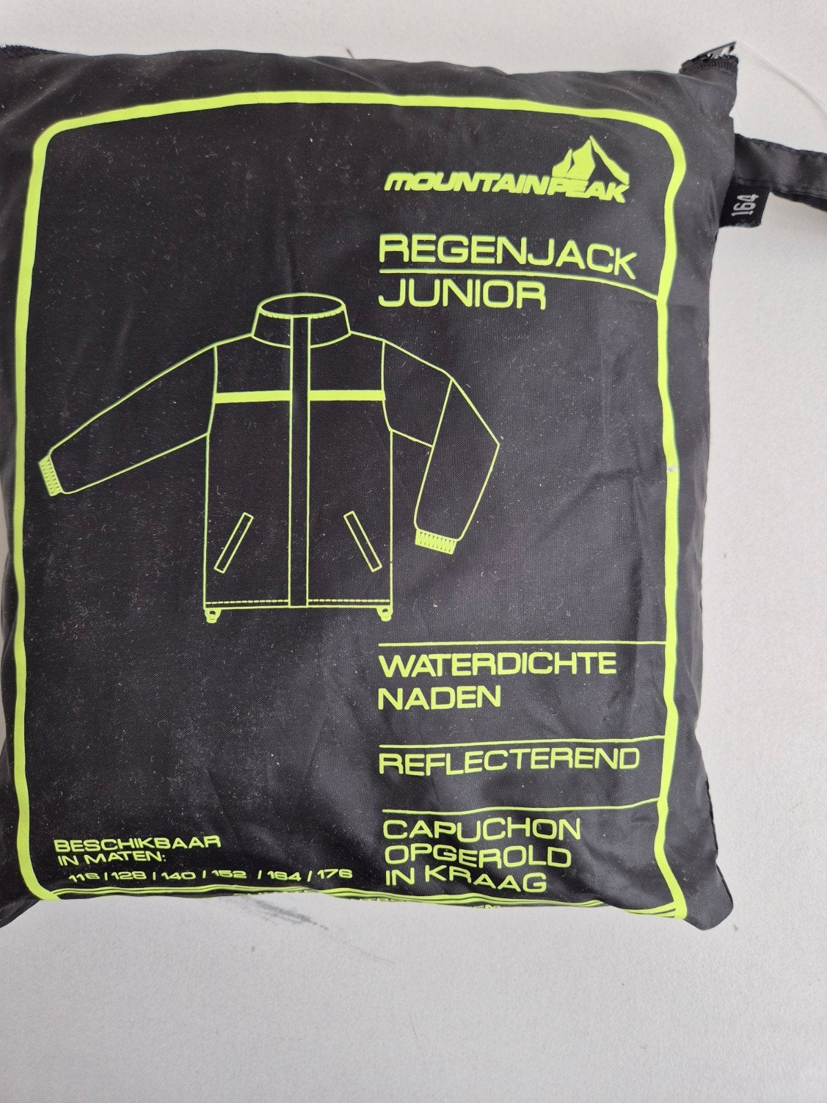 Zwarte Mountain Peak Regenjack Junior - Maat 164, Ophalen of Verzenden, Nieuw, Mountain Peak, Jongen of Meisje