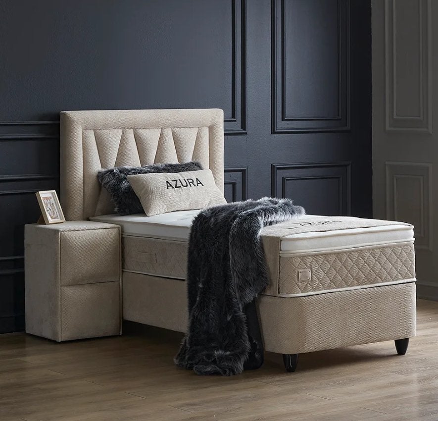 Azura 1-persoons opbergbed - Beige, Niet ingevuld, Niet ingevuld, Niet ingevuld