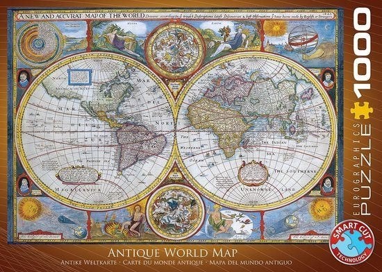 Eurographics: Antique World Map 1000 stukjes, Ophalen of Verzenden, 500 t/m 1500 stukjes, Nieuw, Legpuzzel