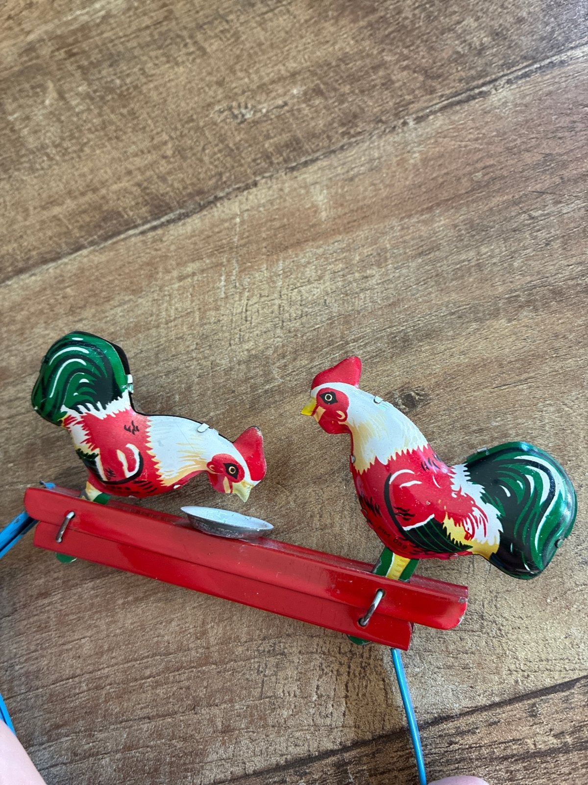 Vintage blikken speelgoed: Kippen op wagentje, Ophalen of Verzenden, Gebruikt