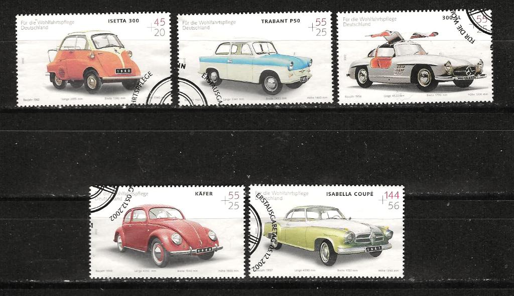 Auto 3 Duitsland 2289-2293, Ophalen of Verzenden, Gestempeld, Auto's