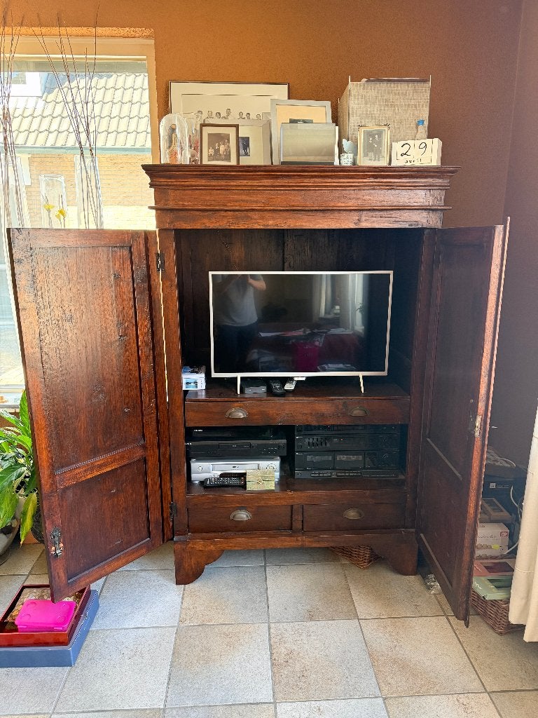 Televisiekast, Ophalen, Gebruikt, 100 tot 150 cm, Bewerkt kersenhout