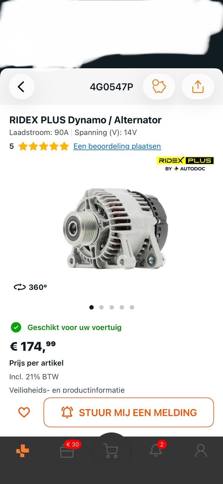 Auto dynamo, Ophalen of Verzenden, Nieuw
