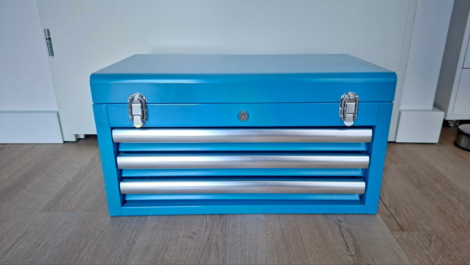 Datona blauwe gereedschapskist gereedschapskoffer met 3 lade, Ophalen