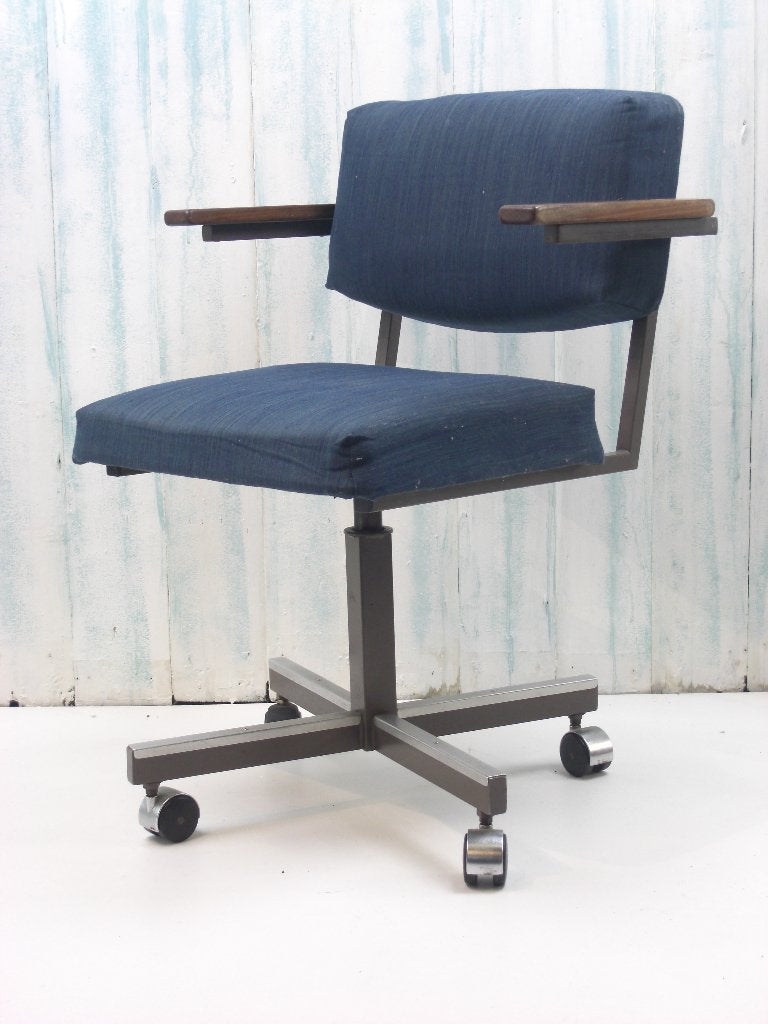 Vintage bureaustoel á la Martin Visser stijl, Ophalen, Gebruikt, Blauw, Visser