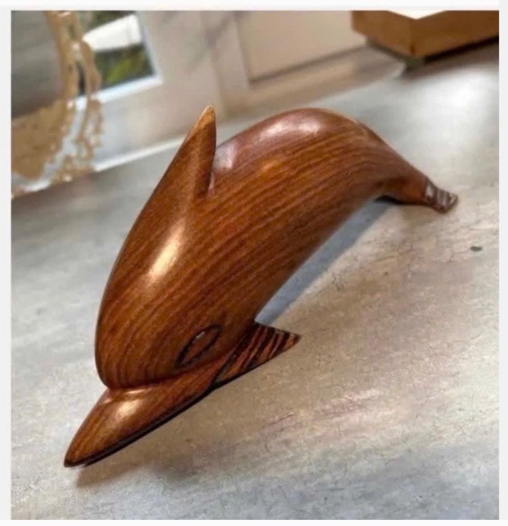Houten Dolfijn - Handgesneden Beeldje Decoratie Kunstobject, Ophalen of Verzenden