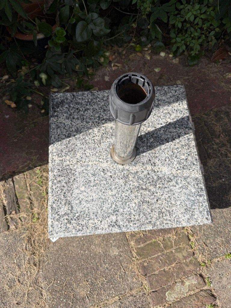Parasolvoet graniet met wielen 45x45 cm, Ophalen, Gebruikt, Minder dan 1 meter, Parasolvoet