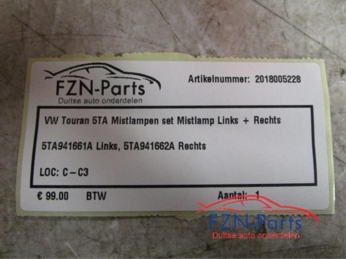 Mistlampen set compleet Volkswagen Touran (22736171), Ophalen of Verzenden, Gebruikt