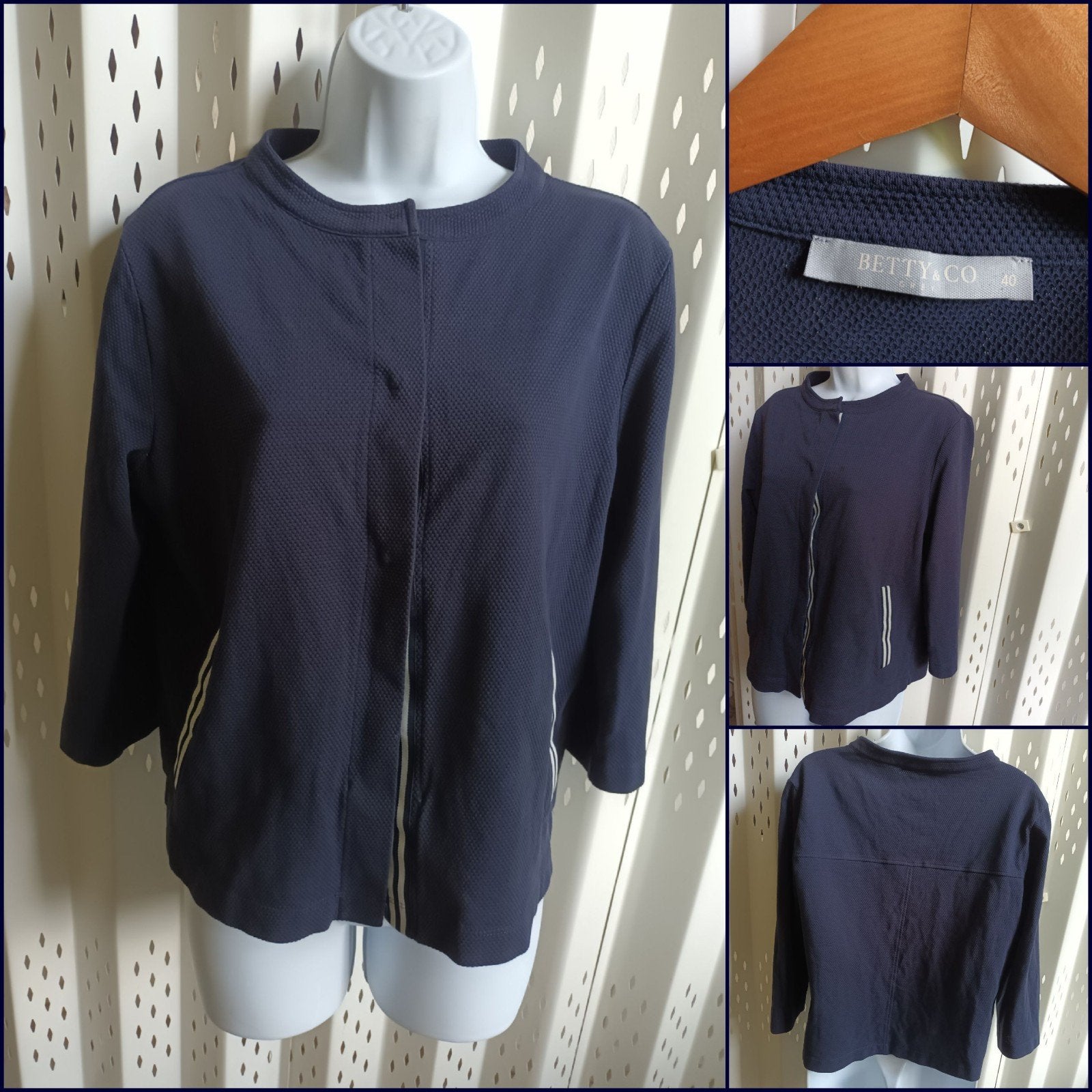 Betty & Co donkerblauw jasje witte strepen maat 40, Kleding | Dames, Maat 38/40 (M), Blauw, Ophalen of Verzenden, Zo goed als nieuw