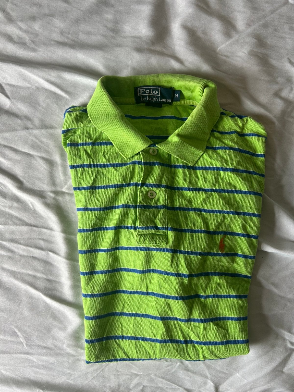 Ralph lauren polo groen gestreept maat M, Ophalen of Verzenden, Gedragen, Maat 48/50 (M), Groen
