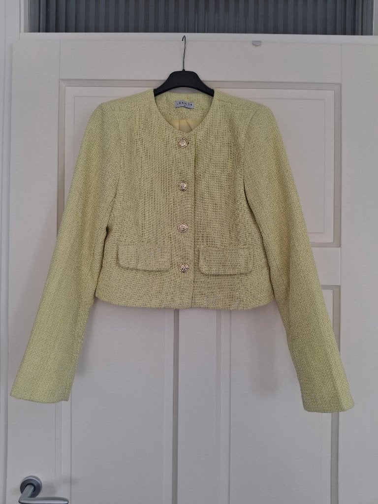 Loavies zachtgeel tweed bouclé jasje / cropped blazer, Maat 38/40 (M), Geel, Ophalen of Verzenden, Jasje