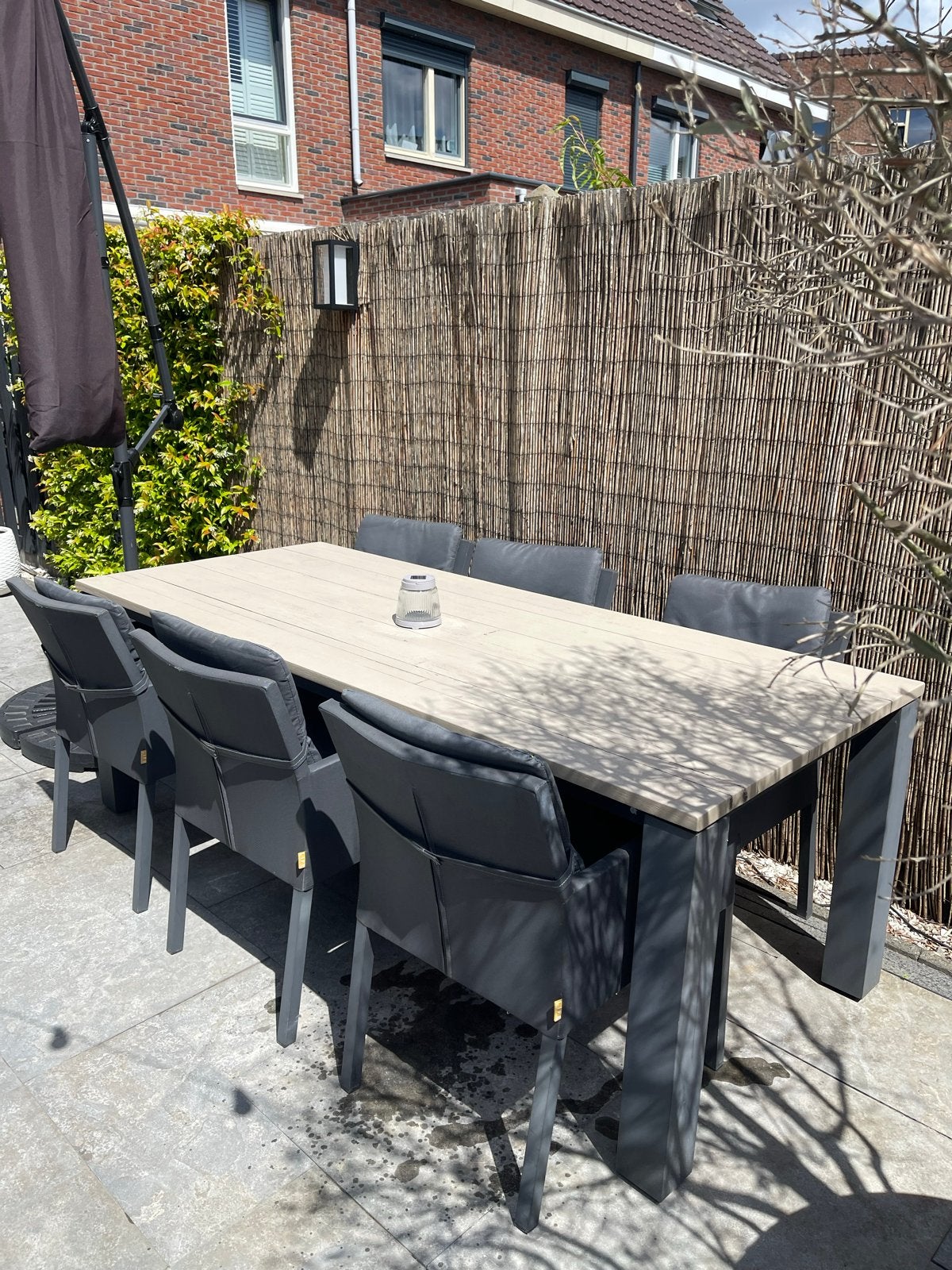 Life Outdoor Living tuintafel 220x93 cm met 6 stoelen, Tuin en Terras, Ophalen, Gebruikt, Rechthoekig, Overige materialen