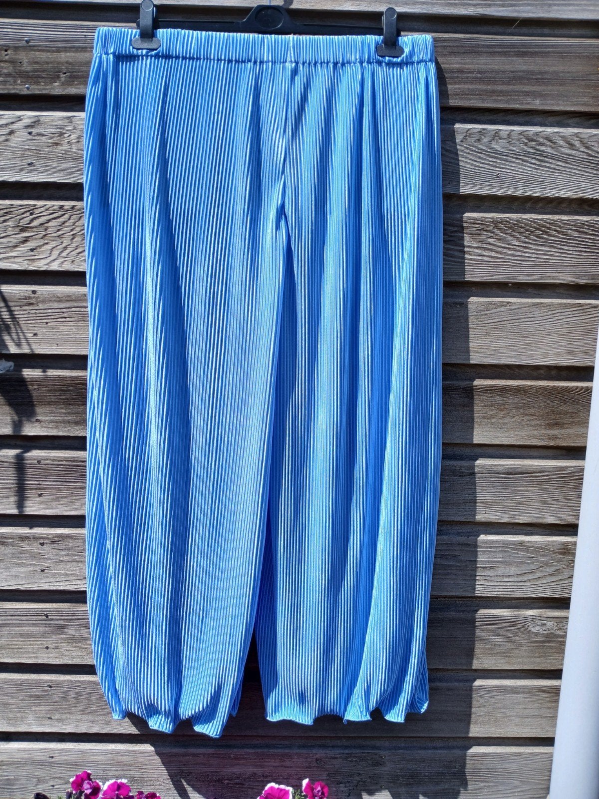 Plissé zomerbroek l.blauw maat 44 XXl, Blauw, Maat 42/44 (L), Ophalen of Verzenden, Zo goed als nieuw