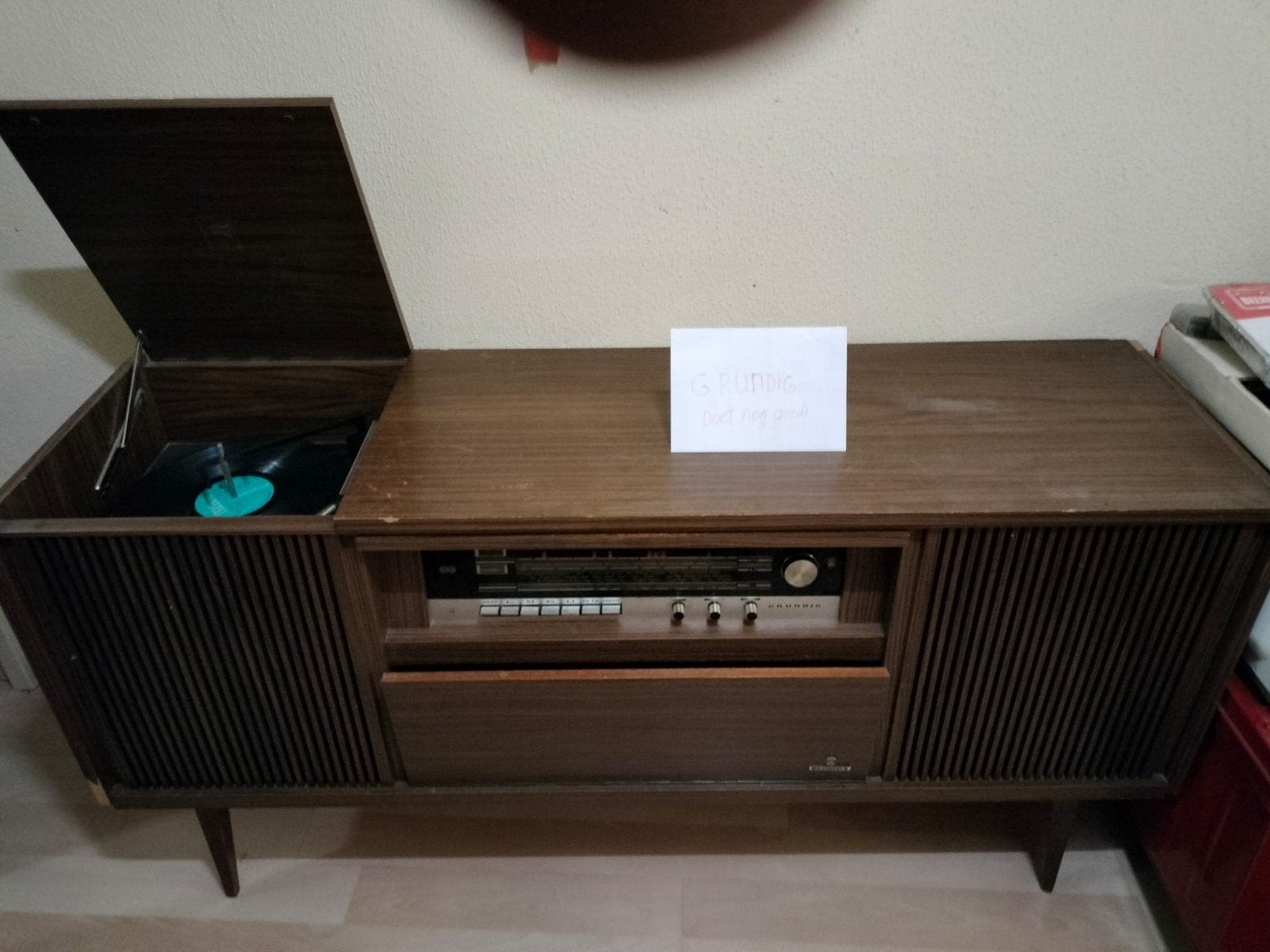 Antieke Grundig platenspeler met radio - Vintage meubel, Ophalen