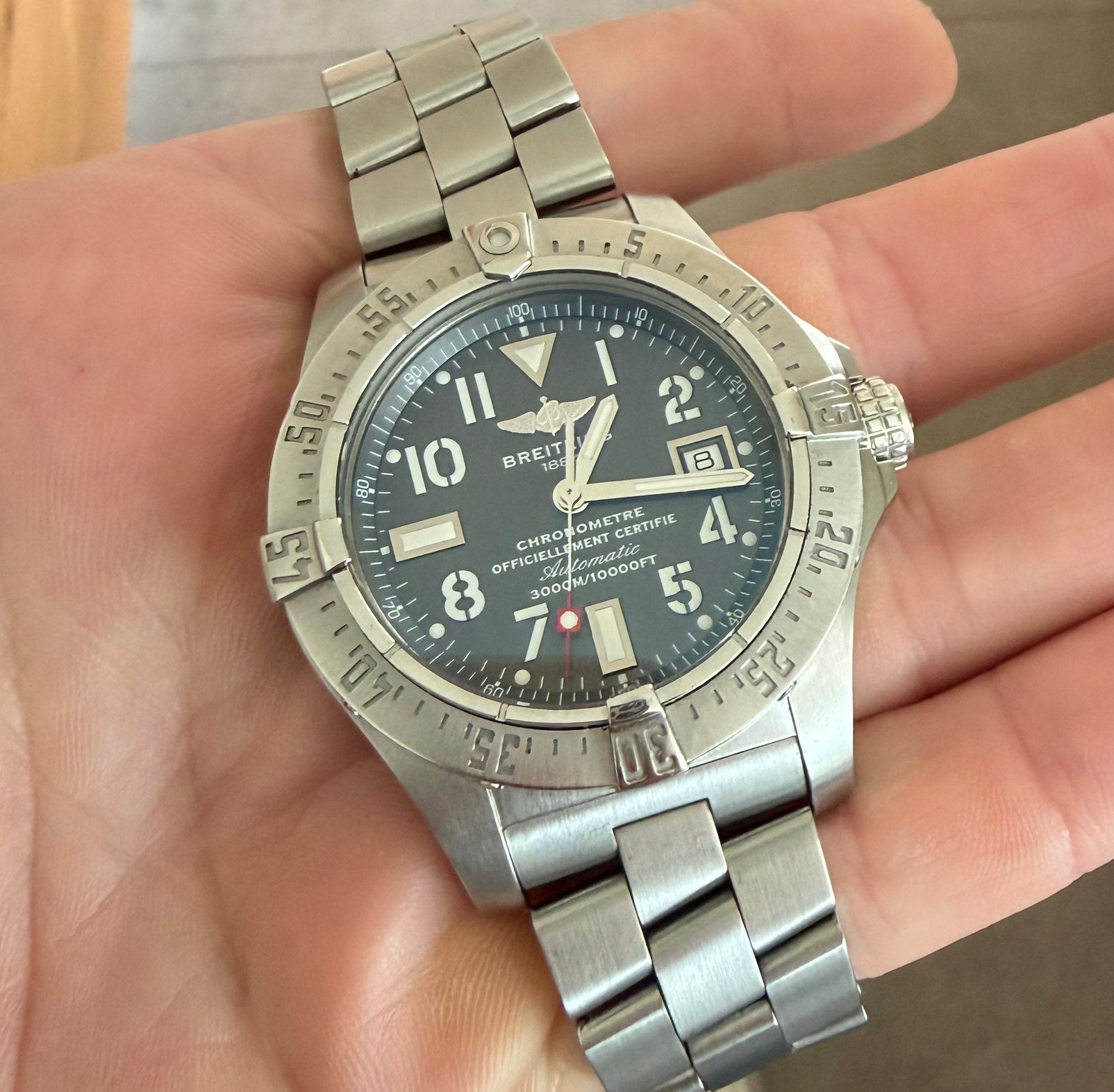 Breitling Avenger Seawolf -Full Set. Grijze wijzerplaat, Ophalen of Verzenden, Zo goed als nieuw, Staal, Overige merken