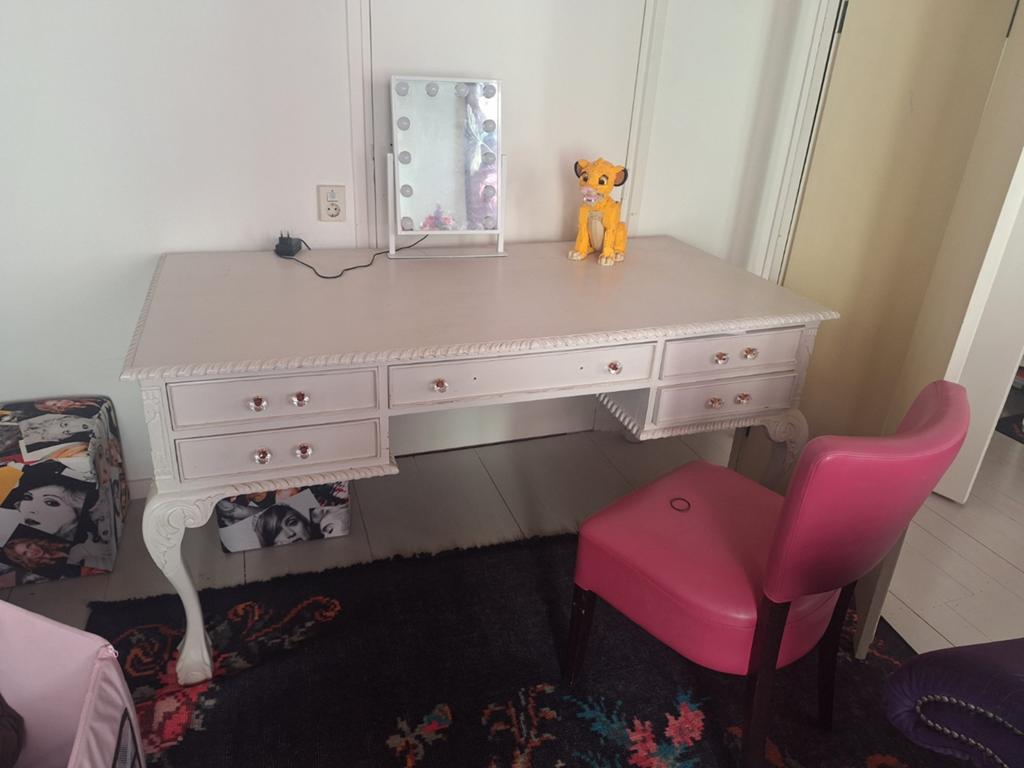 Barok groot bureau, 160 cm, Gebruikt, Hout, Antiek