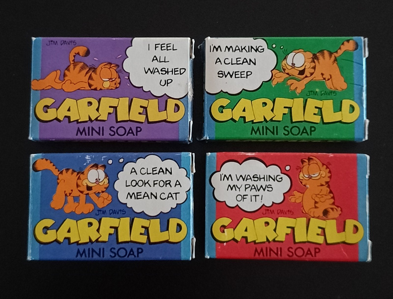Vier vintage Garfield mini zeepjes., Ophalen of Verzenden, Zo goed als nieuw