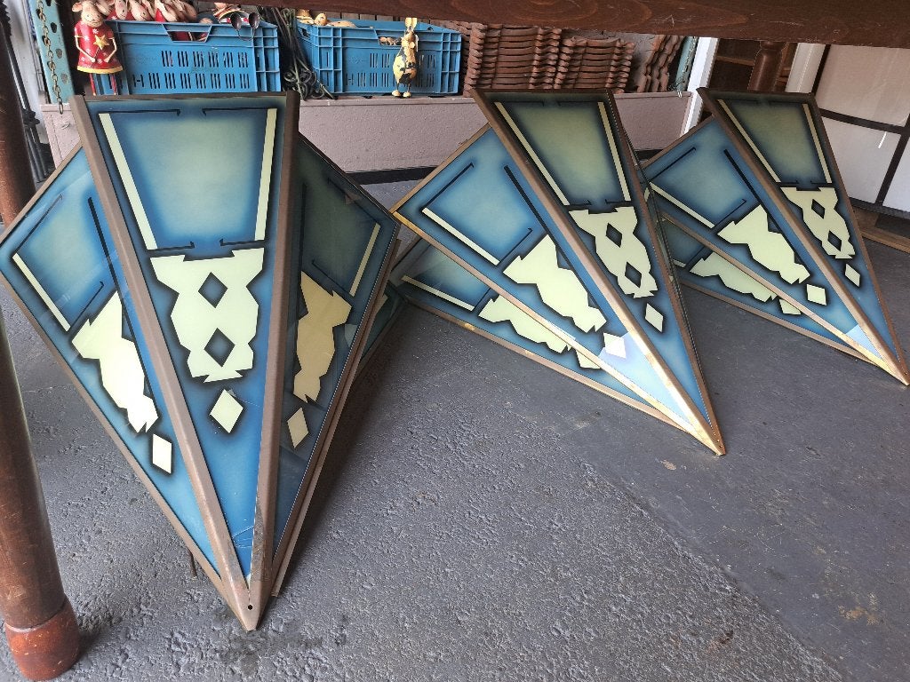 Unieke grote Art Deco wandlampen Tuschinski stijl 98 cm hoog, Ophalen